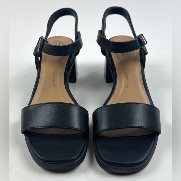 🔴SOLD🔴Clarks Jaylan Ray Black Leather Womens Block Heel Sandals 26181658 - Picture 4 of 9